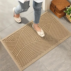 Tapis de Porte Avant Robuste, Absorbant Résistant à la Saleté Boueuse Tapis de Porte de Bienvenue Extérieur... - Photo 1/8