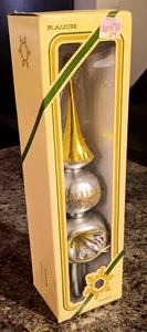 Vtg Rauch glass Christmas tree topper silver & gold ornament finial 10" W/ box - Picture 1 of 6