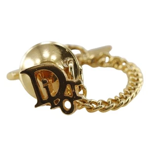 Christian Dior Tie Tack Logo Pin Brooch Tie Pin Gold Plated Men's Excellent - Picture 1 of 5