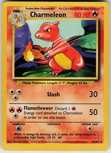 Pokemon Charmeleon 024/102 Base Set Tarjeta Poco Común - Imagen 1 de 2