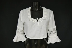 Gr.42 Dirndlbluse weiß Bluse für Dirndl Diolen mit Spitzen B11246 - Bild 1 von 4