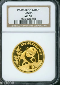 1990 CHINESE GOLD PANDA 100Y 100-Yuan Yn NGC MS68 1 Oz. MS-68 CHINA - Picture 1 of 2