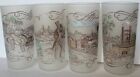 Currier And Ives Frosted Drinking Glasses Tumblers Set Of 4 55 10Oz Vintage