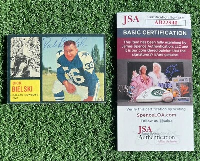 1962 Topps DICK BIELSKI #43 Autograph JSA COA AUTO Dallas Cowboys - Image 1 of 2