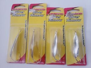 Johnson Silver Minnow Spoon 4 pack 1/2 oz & 3/4 oz Original Weedless Wonder