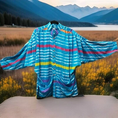 Deadstock 20 世纪 70 年代多色衬衫男式嬉皮长袖口袋男女通用 70 年代复古 — 第 1/4 张图片