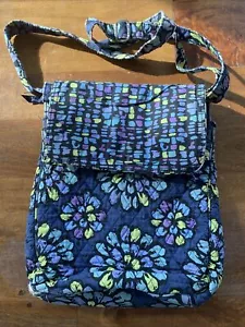 VERA BRADLEY Tote Shoulder Bag Purse Kensington Yellow Purple Blues Retired USA! - Picture 1 of 6