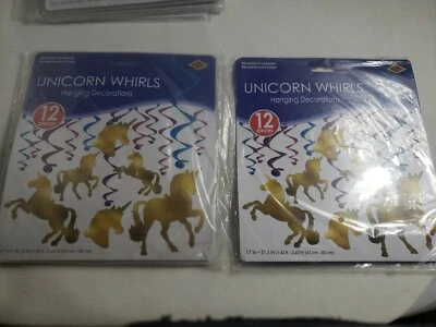 Set of 2, 12 Unicorn Hanging Whirls  total of 24 New - Image 1 of 2
