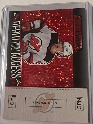 2023-24 UPPER DECK CREDENTIALS Luke Hughes DEBUT TICKET ACCESS #/125 color match - Image 1 of 2