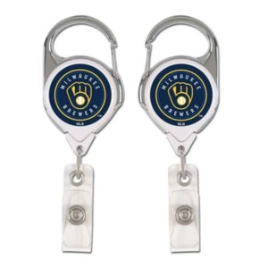 MILWAUKEE BREWERS NEW LOGO PREMIUM METAL RETRACTABLE ID BADGE HOLDER KEY CHAIN - Picture 1 of 1