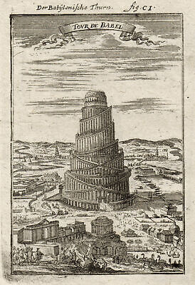 Irak Babylon Turm Original Kupferstich Mallet 1719 • 45€