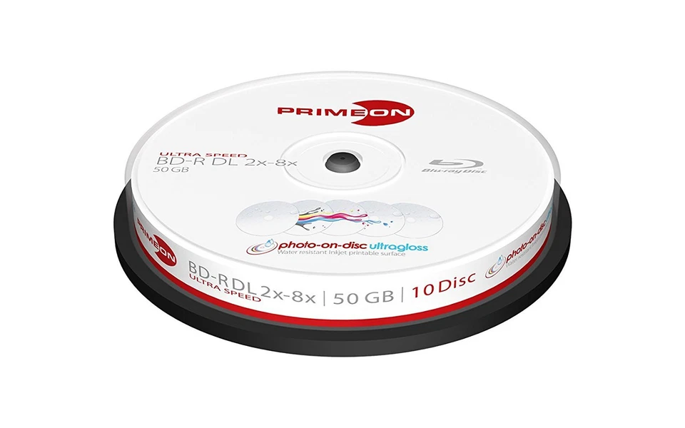 1x10 PRIMEON BD-R DL Discs 50GB 2-8x Printable Cakebox 2761317 NEU 008-378 - Bild 1 von 3