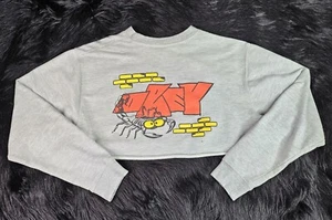 Obey Womens World Wide Gray Crewneck Crop Sweater Graphic (M) - Picture 1 of 7