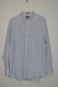 G. H. Bass Men’s Large 16 16 1/2 Blue Plaid Premium Poplin Dress Shirt - Picture 1 of 8
