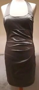 Dark Silver Stretchy Tie Halterneck Lined Bodycon Party Dress From Rare Size S