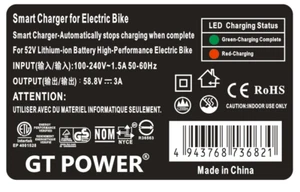 Charger for Starrun S20 - 52V Battery Electric Bike - Picture 1 of 5