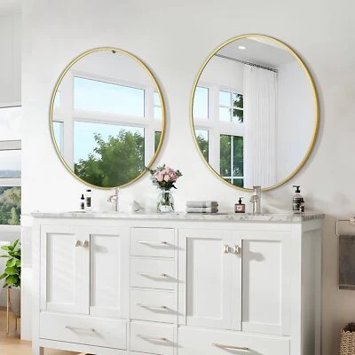 Gold 30 Inch Round Mirror Bathroom Mirrors for Over Sink Wall Living Room - Image 1 of 4