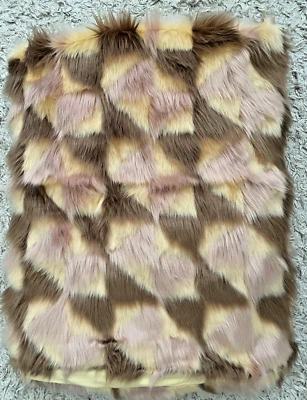 NEW Rachel Zoe Multicolor Luxe Faux Fur Throw Blanket 48”x72” Geometric Pink - Image 1 of 4