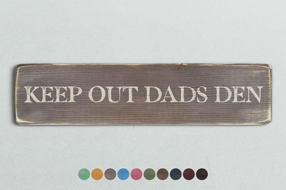 Letrero de madera estilo vintage KEEP OUT DADS DEN. Regalo para el hogar retro Shabby Chic Foto 1 de 1