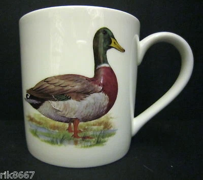 R A LAWRENCE Extra Large Fine Bone China One 1 Pint Pot Mug, Rik's Duck Decorated In England