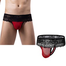 Men's Underwear Evening Panties Low Rise Briefs See-Through T-back Thongs Mesh