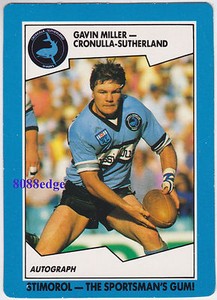 1989 SCANLENS/STIMOROL RUGBY LEAGUE: GAVIN MILLER #24 SHARKS/NSW/AUSTRALIA (b)
