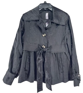 NWT Jacket Womens Small Black Taffeta Wide Collar Dressy Event Button Tie - Picture 1 of 19