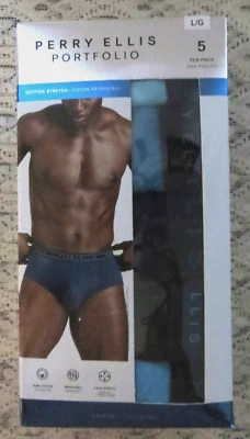 Paquete de 5 calzoncillos elásticos de algodón azul y negro Perry Ellis Portfolio para hombre talla L NUEVO Foto 1 de 3