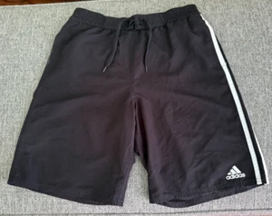 Adidas Boys XL Swim Trunks, Black with liner, white stripes, elastic waist  - Picture 1 of 3