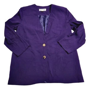 Norton McNaughton Blazer Woman's Size 14 Purple Long Sleeve Front Pockets - Picture 1 of 6