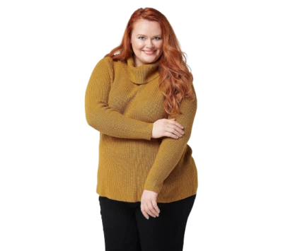 Suéter Denim & Co. Naturals Cuello Capucha Acanalado Manga Larga Dorado Antiguo Elige Talla Foto 1 de 2