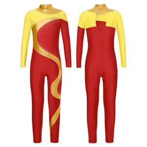 Girls Jumpsuit Gymnastics Leotard Long Sleeve Romper Breathable Unitard Soft - Picture 1 of 70