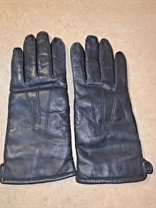 Women's Black Leather Gloves Size 6.5 Poly/Nylon Lined Polyester Insulted Fownes - Picture 1 of 3