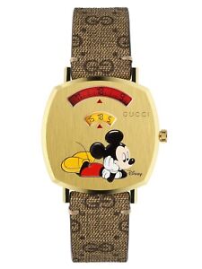 Gucci Mickey Mouse Watch Gold GG Beige 40833E