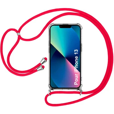 Coque Cordon pour iPhone 14 Pro 13 12 11 Pro Max 6 7 8 Plus Silicone Bandoulière