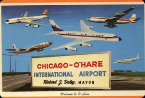Chicago O'Hare International Airport, Delta Airlines etc., Airplane - Postcard - Picture 1 of 4