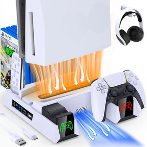 White For PS5 Vertical Cooling Fan Stand PS5 Controller Chargers Playstation 5 - Picture 1 of 7