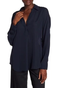 $ 295 Neu mit Etikett Vince geraffte Seidenbluse mit Rückenpasse Küstenblau Größe XS VX51811504 - Bild 1 von 10
