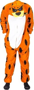 Unisex Cheetah Fleece Union Suit Pajamas Cozy Animal Halloween Cosplay Costume - Picture 1 of 9