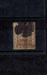 British Guiana 1878 SG 142 1C on 6C Brown w/Horizontal & Vertical Bars Used F/VF - Picture 1 of 2