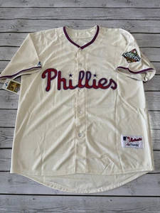 Camiseta deportiva Chase Utley 2008 Philadelphia Phillies Serie Mundial Crema Hombre’s Grande - Imagen 1 de 8