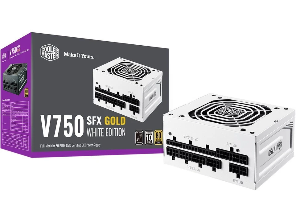 Cooler Master V750 SFX Gold White ATX 3.1 Full Modular SFF Power Supply, 750W - Image 1 of 4