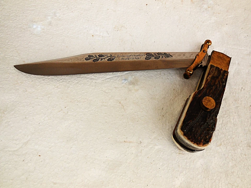 Gr.Verlängerungsmesser/Jagdmesser in Hirschhorn mit Bildnis um 1980er Jahre - Bild 1 von 4