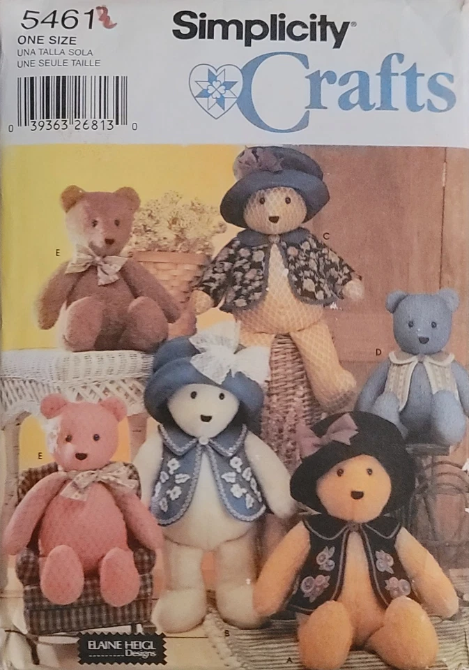 OOP Simplicity 5461 Teddy Bears and Accessories Sewing Pattern 18 inch  22 inch  - Image 1 of 2