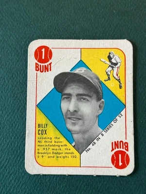 Tarjeta de béisbol 1951 Billy Cox Bunt 1 Brooklyn Dodgers Topps espalda azul #48 excelente estado Foto 1 de 4