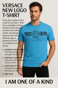 VERSACE New Logo Tee | Small | Sky Blue Medusa Edition | Authentic Powerwear - Picture 1 of 11