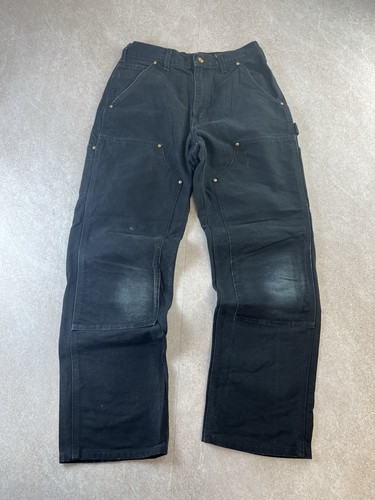 Size 33x30- Carhartt Double Knee Black Made In USA Loose Fit | eBay