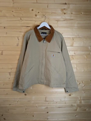 Carhartt Detroit Light Beige Corduroy Collar Heavy Duck Canvas Blanket Jacket  - Image 1 of 4