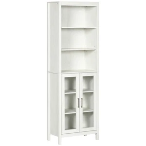 Tall Bathroom Storage Cabinet, Linen Tower with Adjustable Shelves, White - Picture 1 of 11