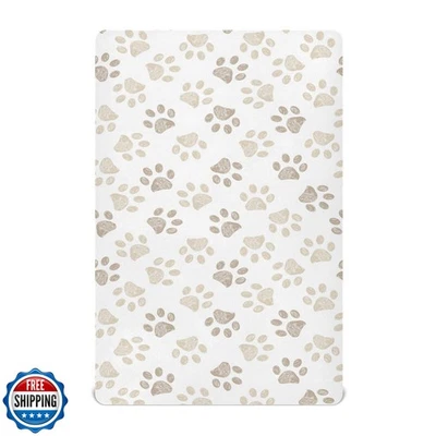 KICPOAY Fitted Crib Sheets Dog Puppy Footprints Stretchy Portable Playard She Foto 1 de 4
